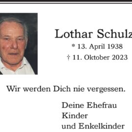 Trauer um Lothar Schulze