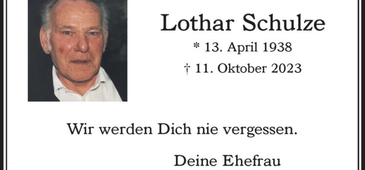 Trauer um Lothar Schulze